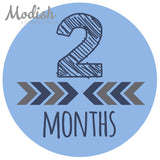 Arrows Teal Tribal Baby Boy Month Stickers