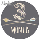 Arrows Teal Tribal Baby Boy Month Stickers