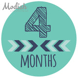 Arrows Teal Tribal Baby Boy Month Stickers