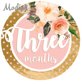 Floral Pink Mint Gold Monthly Baby Stickers