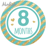 Gold Pink Purple Teal Monthly Baby Stickers