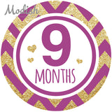Gold Pink Purple Teal Monthly Baby Stickers
