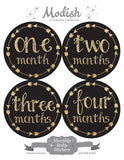 Gold Black Arrows Monthly Baby Stickers