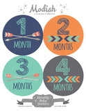 Arrows Orange Tribal Baby Boy Month Stickers