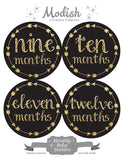 Gold Black Arrows Monthly Baby Stickers