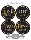 Gold Black Arrows Monthly Baby Stickers