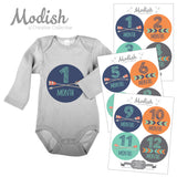 Arrows Orange Tribal Baby Boy Month Stickers