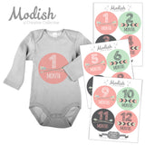 Tribal Arrows Pink Mint Baby Girl Month Stickers