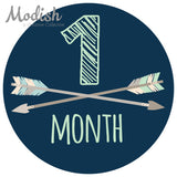 Arrows Blue Tribal Baby Boy Month Stickers