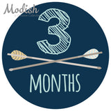 Arrows Blue Tribal Baby Boy Month Stickers