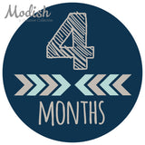 Arrows Blue Tribal Baby Boy Month Stickers