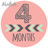 Tribal Arrows Pink Mint Baby Girl Month Stickers