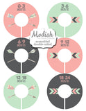 Tribal Arrows Pink Mint Baby Girl Month Stickers