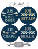 Arrows Blue Tribal Baby Boy Month Stickers