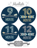 Arrows Blue Tribal Baby Boy Month Stickers