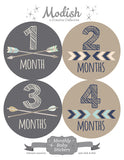 Arrows Brown Tribal Baby Boy Month Stickers