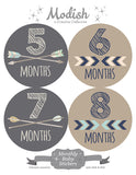 Arrows Brown Tribal Baby Boy Month Stickers