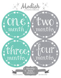 Teal Gray Arrows Month Stickers