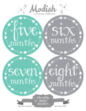 Teal Gray Arrows Month Stickers