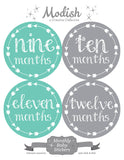 Teal Gray Arrows Month Stickers