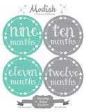 Arrows Teal Gray Month Stickers