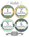 Whimsical Arrows Dots Stripes Month Stickers