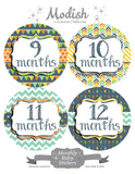 Whimsical Arrows Dots Stripes Month Stickers
