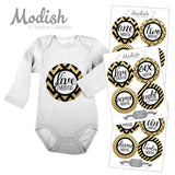 Gold Black Monthly Baby Stickers