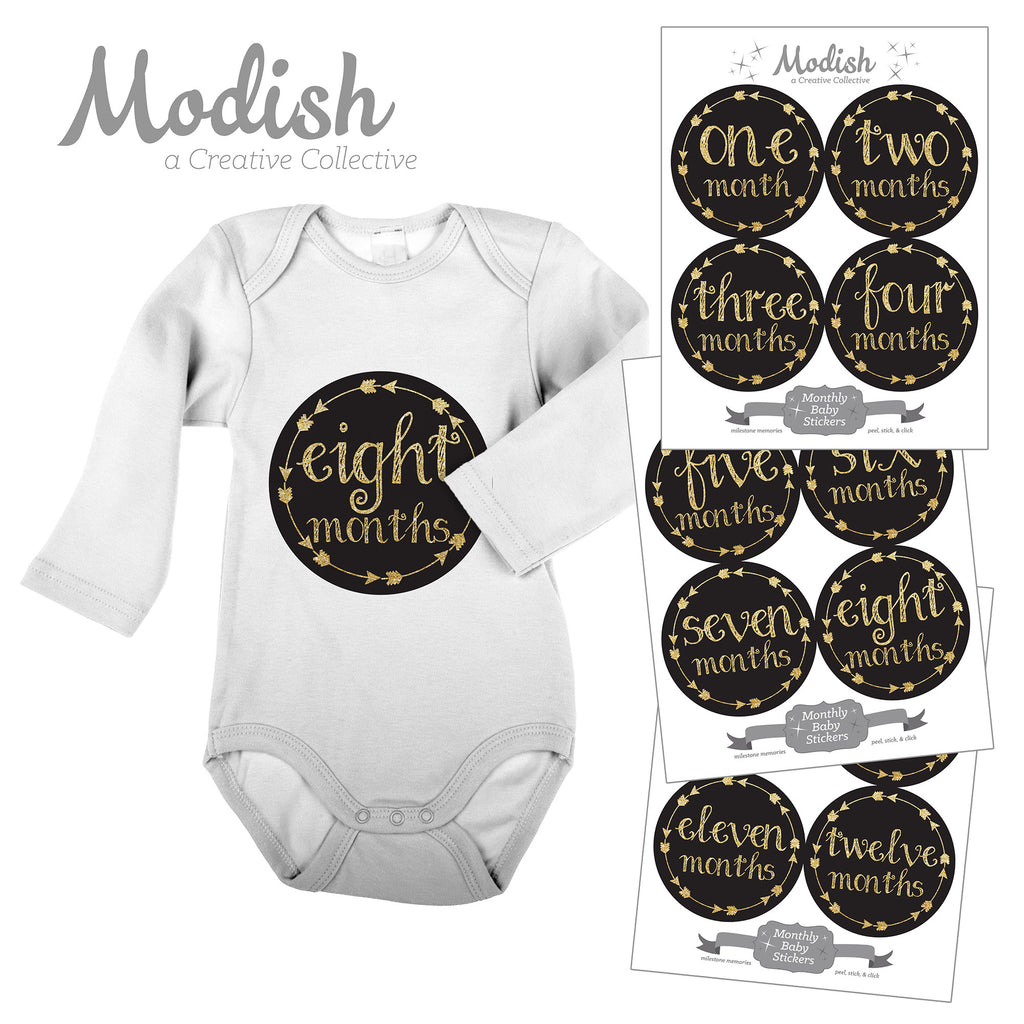 Arrows Blue Tribal Baby Boy Month Stickers – Modish Labels