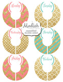 Coral Mint Gold Monthly Baby Stickers