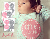 Pink Gray Arrows Month Stickers