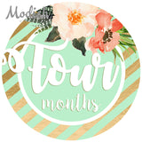 Floral Pink Mint Gold Monthly Baby Stickers