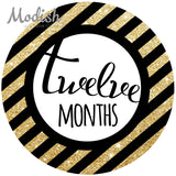 Gold Black Monthly Baby Stickers