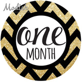 Gold Black Monthly Baby Stickers