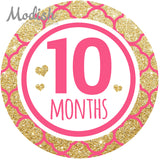 Gold Pink Purple Teal Monthly Baby Stickers