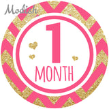 Gold Pink Purple Teal Monthly Baby Stickers