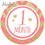 Coral Gold Monthly Baby Stickers