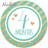 Coral Mint Gold Monthly Baby Stickers