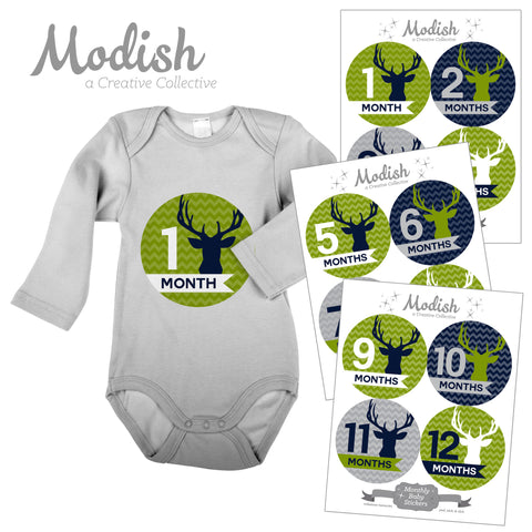 Deer Antlers Woodland Monthly Baby Stickers