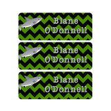 Sharks, Chevron, Navy Blue, Green, Boy Name Labels