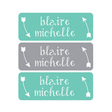 Tribal, Arrows, Teal, Gray, Gender Neutral Name Labels