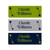 Tribal, Arrows, Lime Green, Gray, Navy Blue, Boy Name Labels