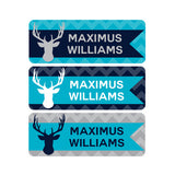 Deer Antlers, Navy Blue, Aqua, Gray, Boy Name Labels