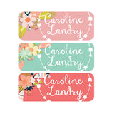 Tribal Arrows, Flowers, Pink, Mint, Coral, Girl Name Labels