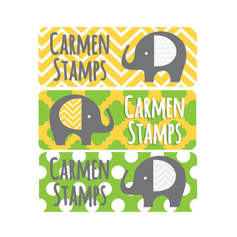 Elephants, Yellow, Green, Neutral Name Labels
