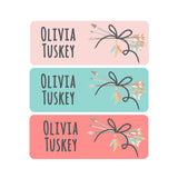 Tribal Arrows, Feathers, Pink, Mint, Coral, Girl Name Labels