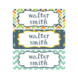 Tribal, Arrows, Mint, Navy, Orange, Gender Neutral Name Labels