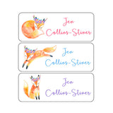 Floral Fox, Woodland, Fox, Flowers, Girl Name Labels