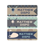 Golf, Navy, Brown, Tan, Mint, Boy Name Labels