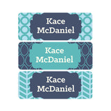 Tribal, Arrows, Teal, Navy Blue, Gender Neutral Name Labels